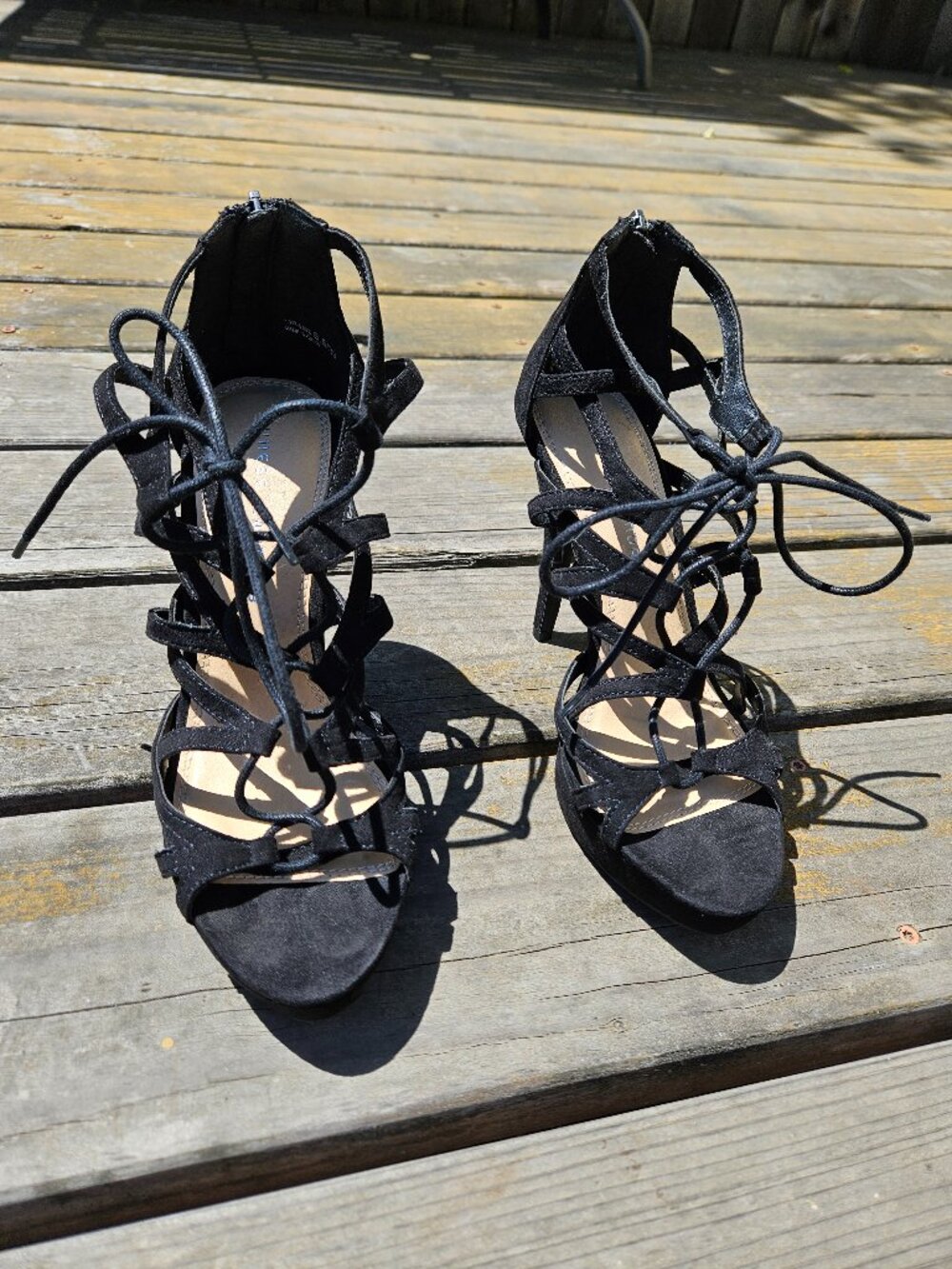[3 for $25] Chinese Laundry lace up suede black heel size 8.5